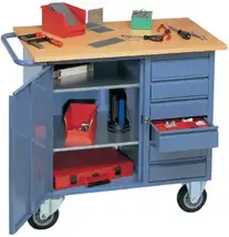 Mobile workshop H915xW1080xD590mm pigeon blue, RAL 5014 no. of drawers x height 6 x 95 mm PROMAT