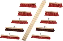 Broom set Outdoor 8 Elaston 2 Elaston/Arenga length 400/500/600 mm with 10 handles length 1400 mm
