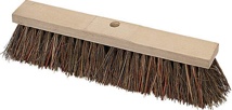 Street broom Piassava length 400 mm with handle hole, flat wood
