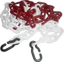 Cordon chain PP carbonate red/white 9 mm length 3 m with 2 universal hooks